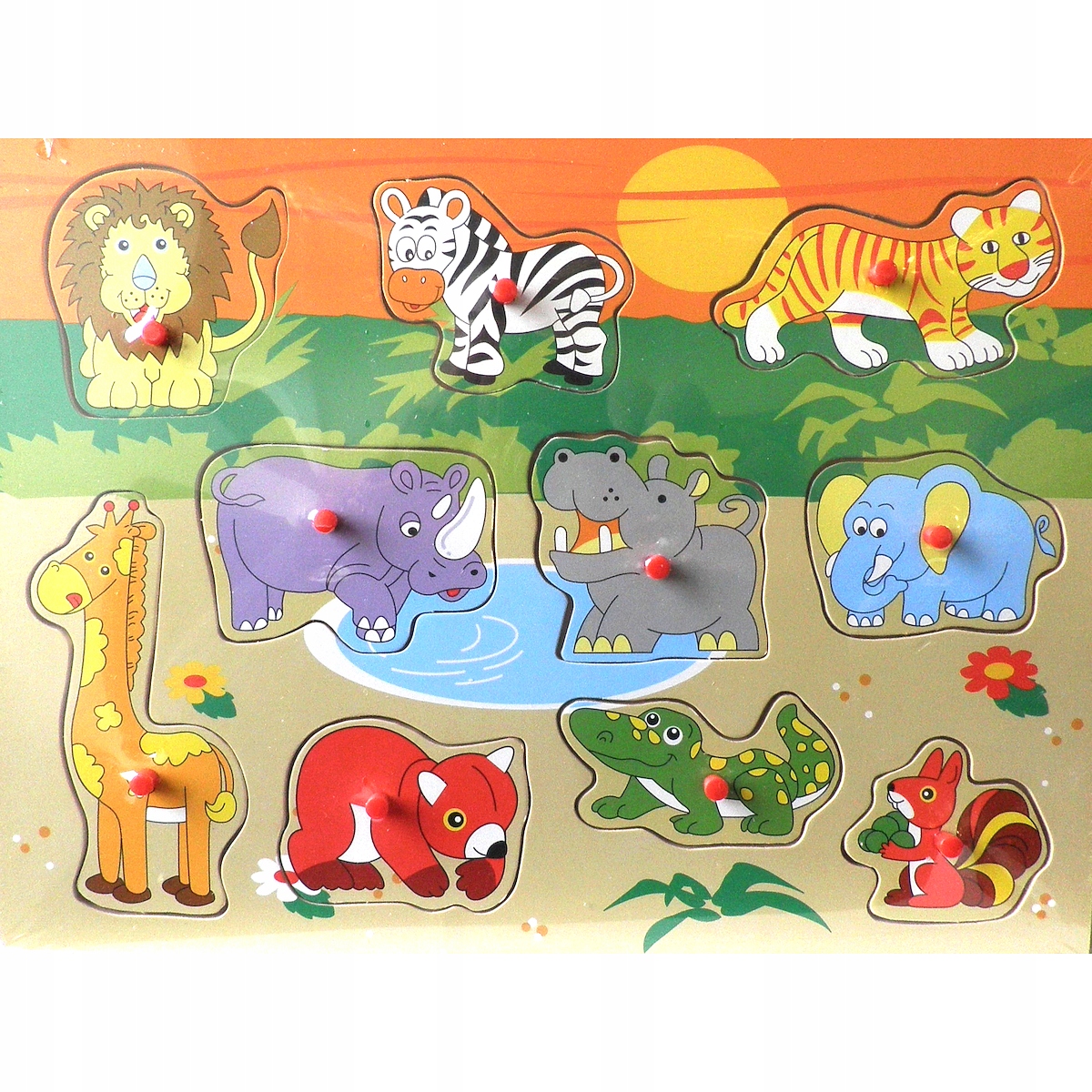 

Układanka Puzzle Drewniane Zwierzęta Z Pinezkami