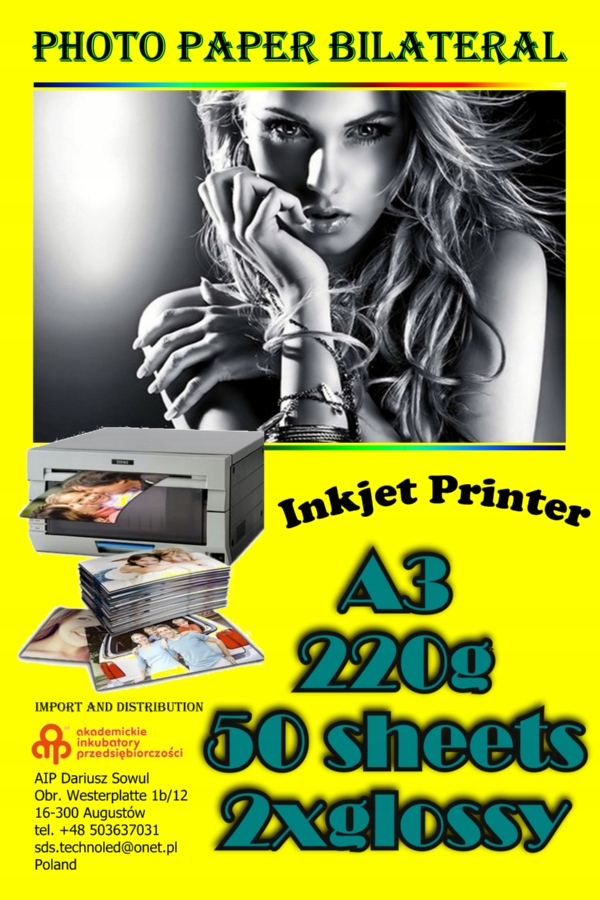 

Papier fotograficzny Dwustronny A3 Błysk 220g 50ar