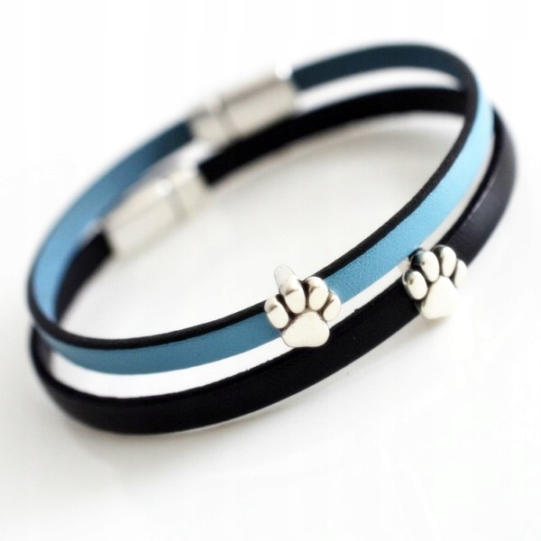 

2 bransoletki skórzane dla pary łapka damska męska