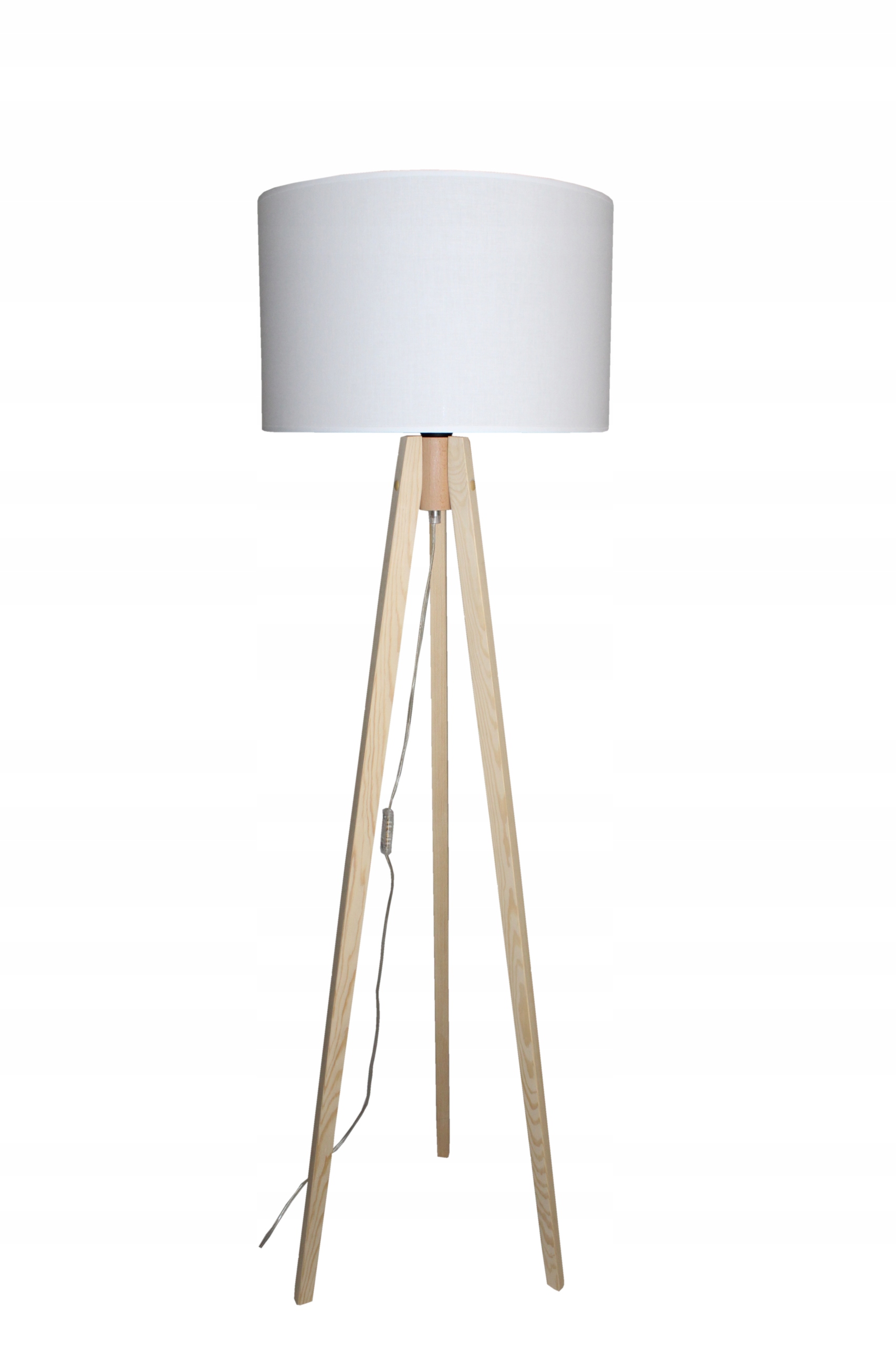 

Lampa Stojąca Podłogowa Trójnóg Drewno Abażur XL40