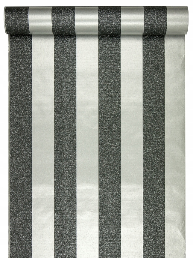 Tapeta w CZARNE i SREBRNE PASY posypane BROKATEM EAN (GTIN) 4046701820505