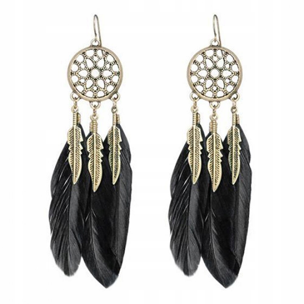 

Kolczyki długie wiszące pióra skrzydła czarne