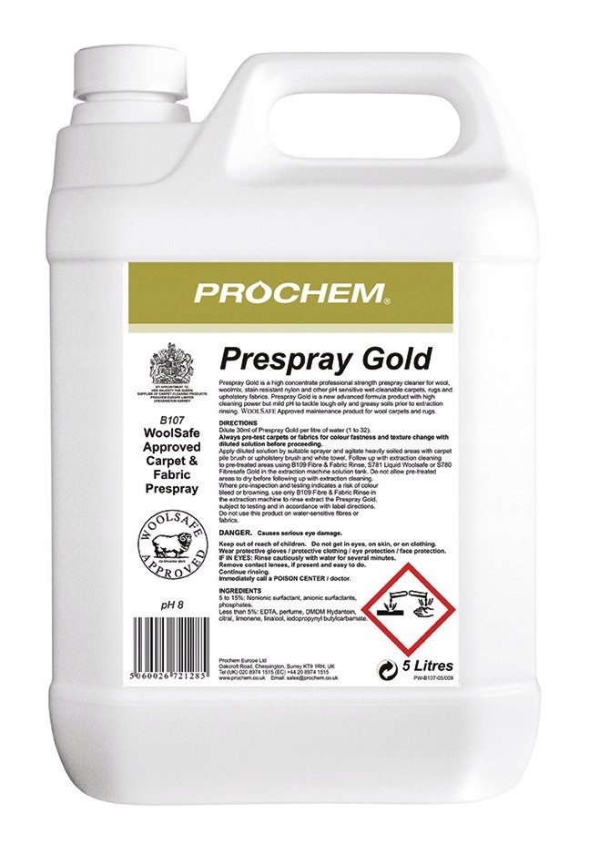 Prochem B107 Prespary Gold 5L Prepary do dywanów, mebli oraz materacy