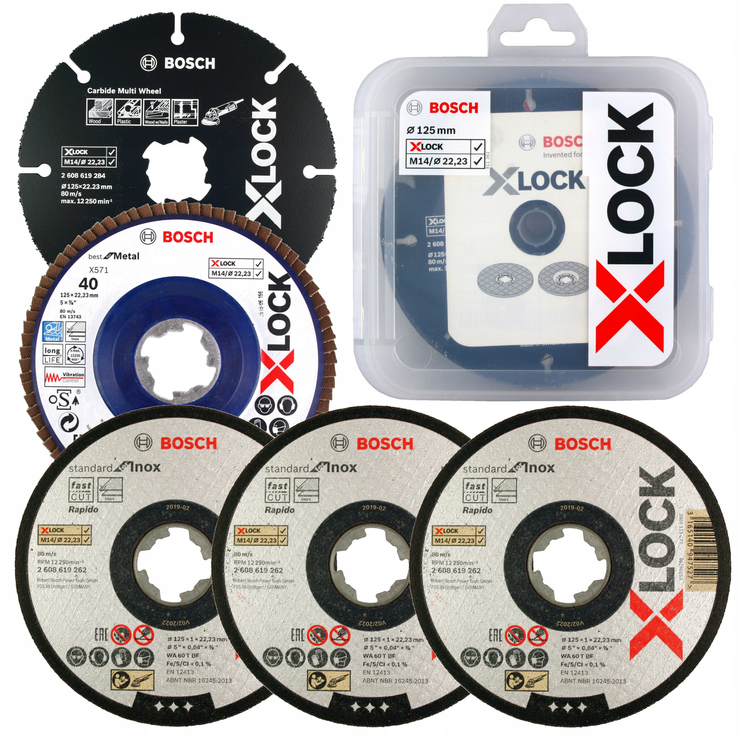 

Bosch Zestaw 5 Tarcz 125mm X-lock w pojemniku
