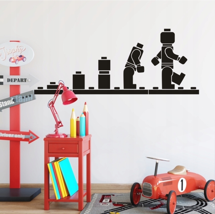 Naklejka NA ŚCIANĘ LEGO KLOCKI LUDZIKI L Długość 73 cm