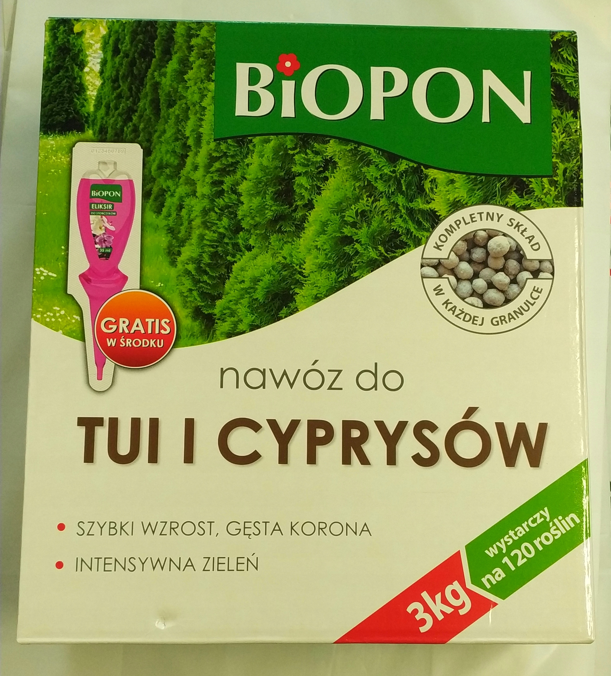 

Nawóz do tui cyprysów 3kg Odżywka Biopon granulat