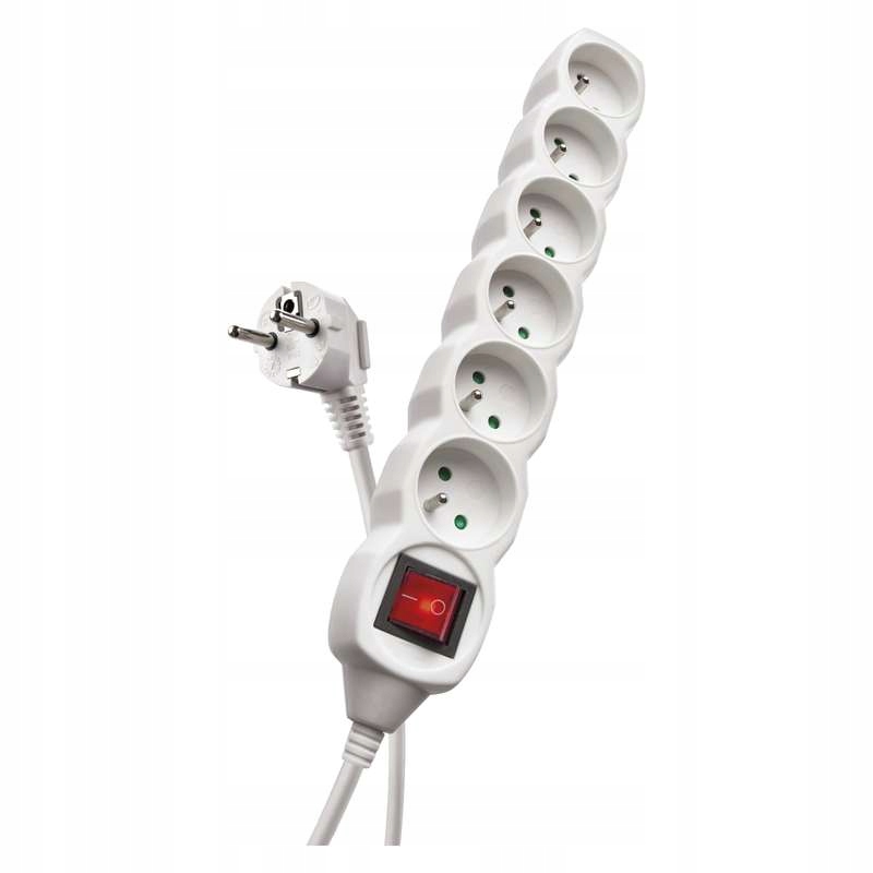 Przedłużacz z wyłącznikiem 6 gniazd 5m z/u 182147