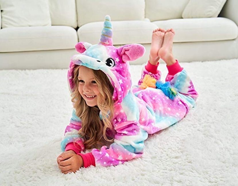 JEDNOROŻEC PIŻAMA KIGURUMI STRÓJ DLA DZIECI GALAXY KOSTIUM DRES 134-140-146 Rękaw długi rękaw