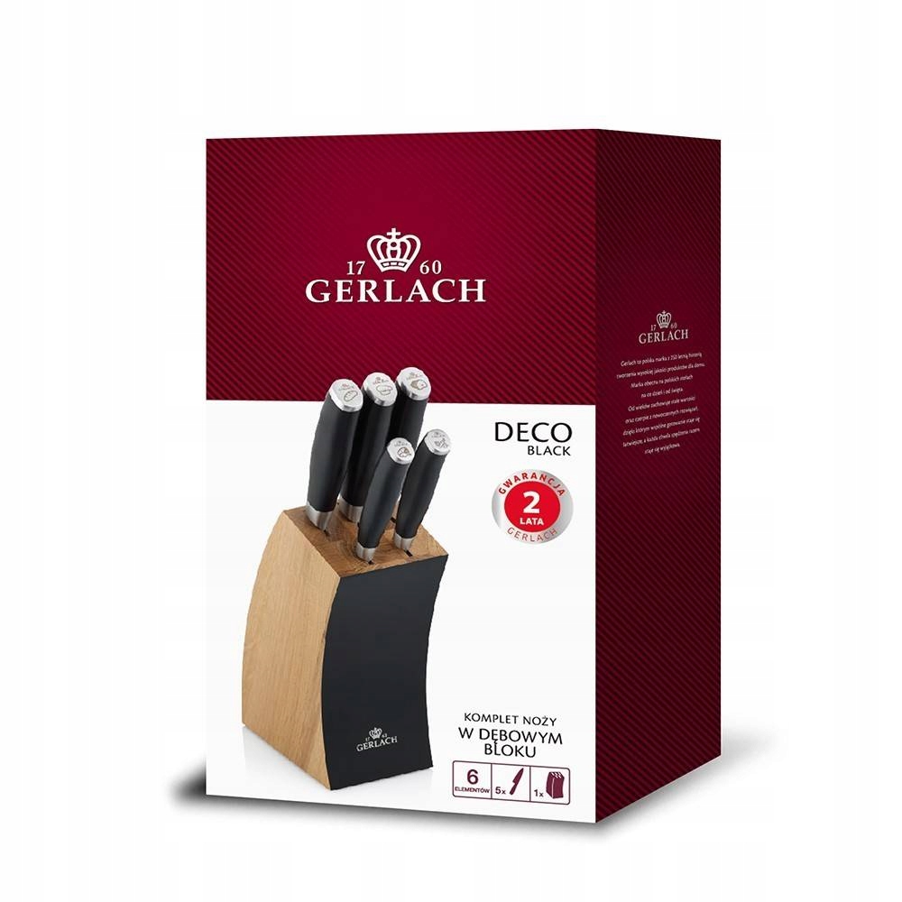 GERLACH SET НАБОР НОЖЕЙ DECO WOODEN BLOCK991 Line Deco Black