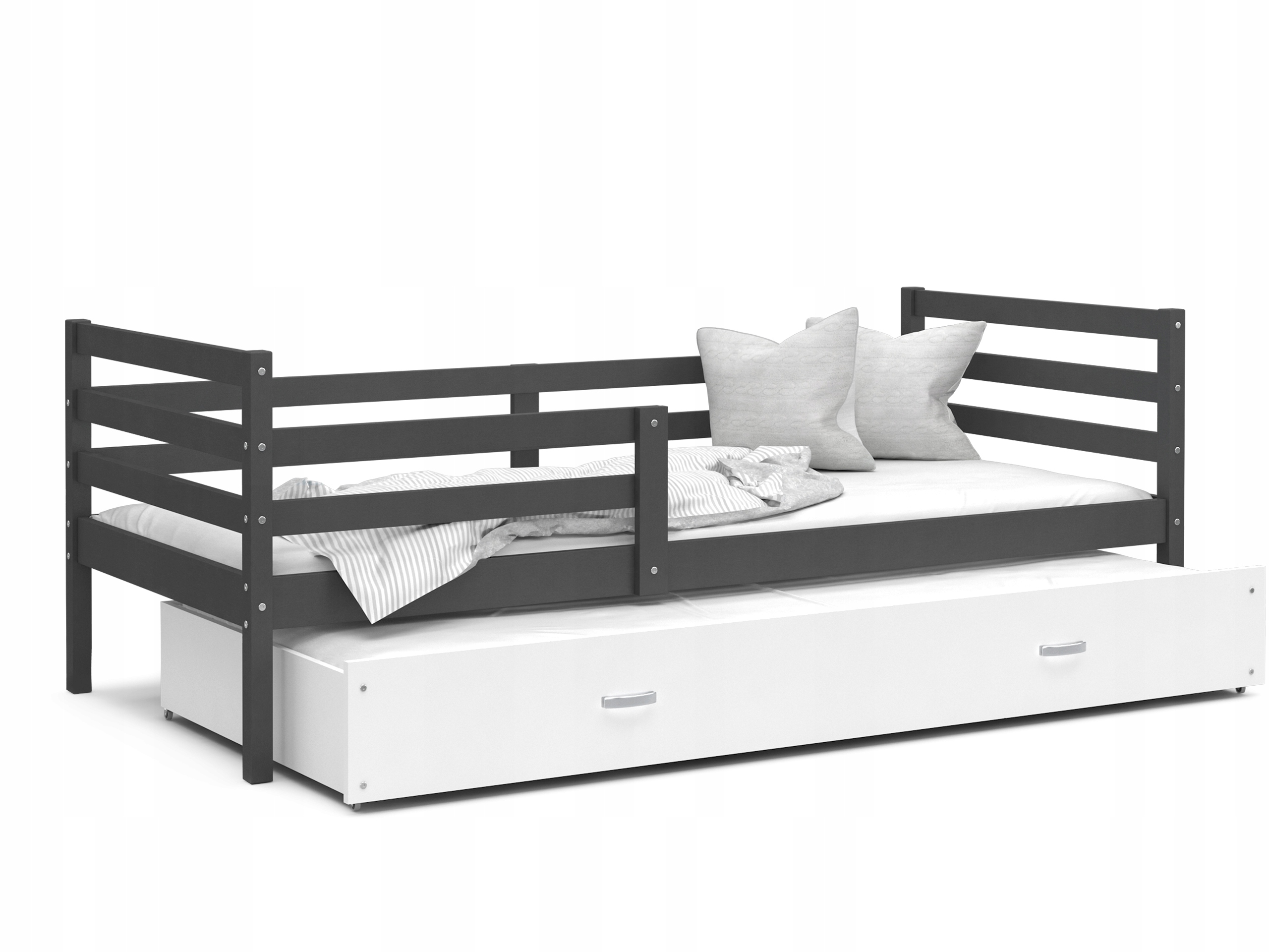 Łóżko dziecięce 200x90 szare białe JACEK P2