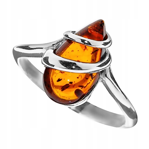 Stříbrný nastavitelný Prstýnek s přírodním Baltským JANTARem stříbro Ag 925