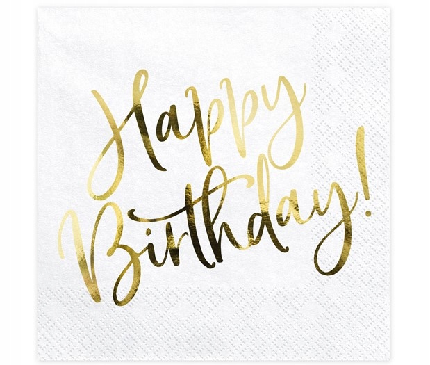 

Serwetki Happy Birthday, biały, 33x33cm 20sztuk