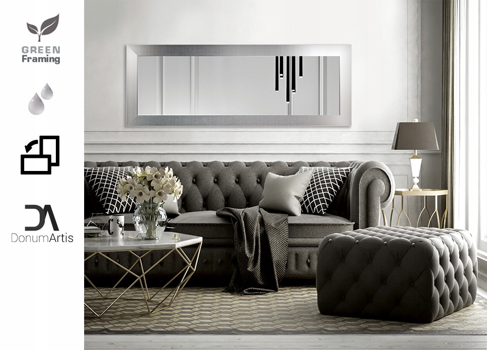 Lustro panoramiczne 40/130 srebrna oprawa SIMPLE Marka Ars Longa