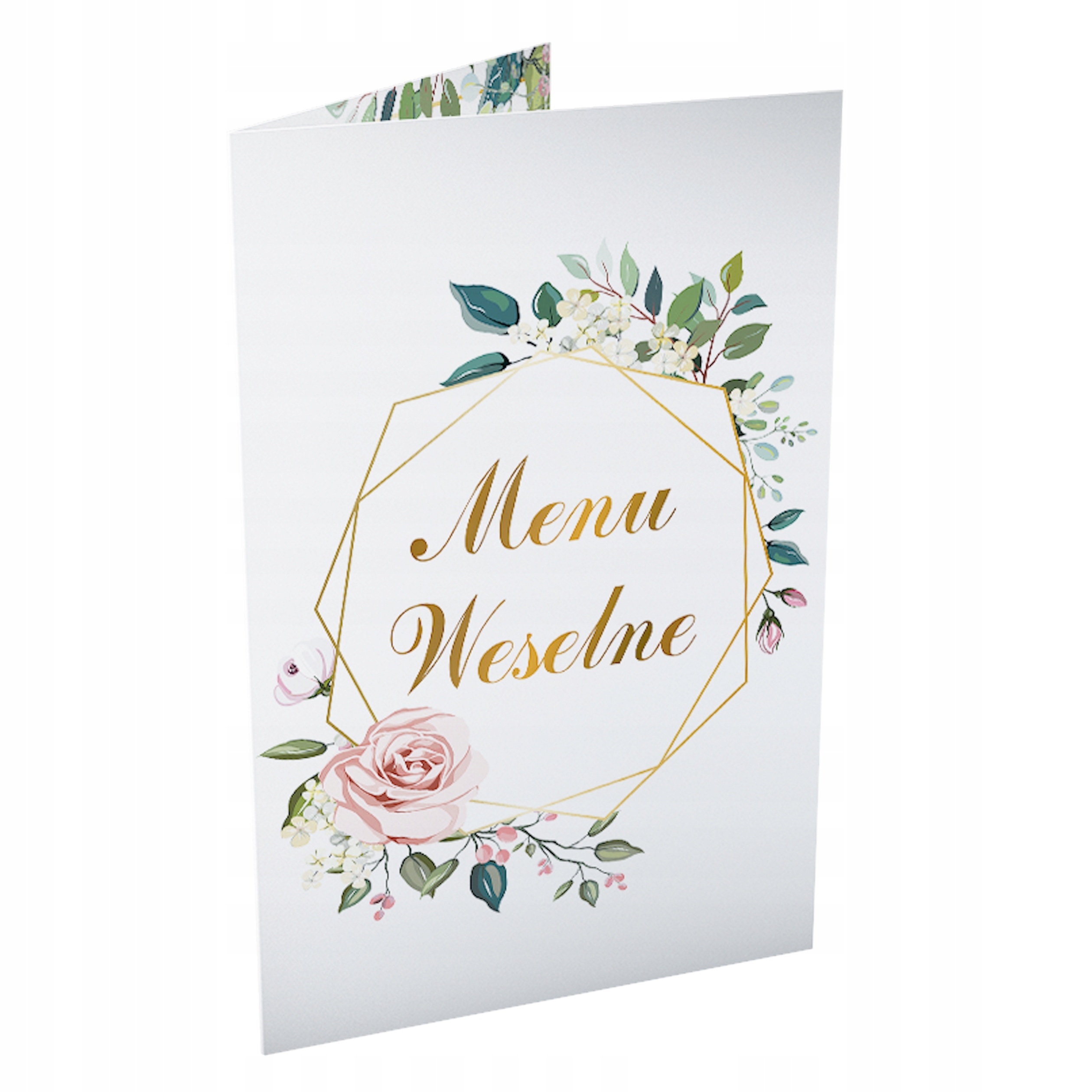 MENU WESELNE NA WESELE ŚLUB PLAN WESELA KWIATOWE MARMUR ZŁOTO 10 SZTUK
