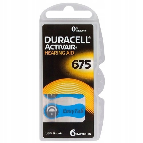 

6 x bat. do ap. słuchowych Duracell ActivAir 675