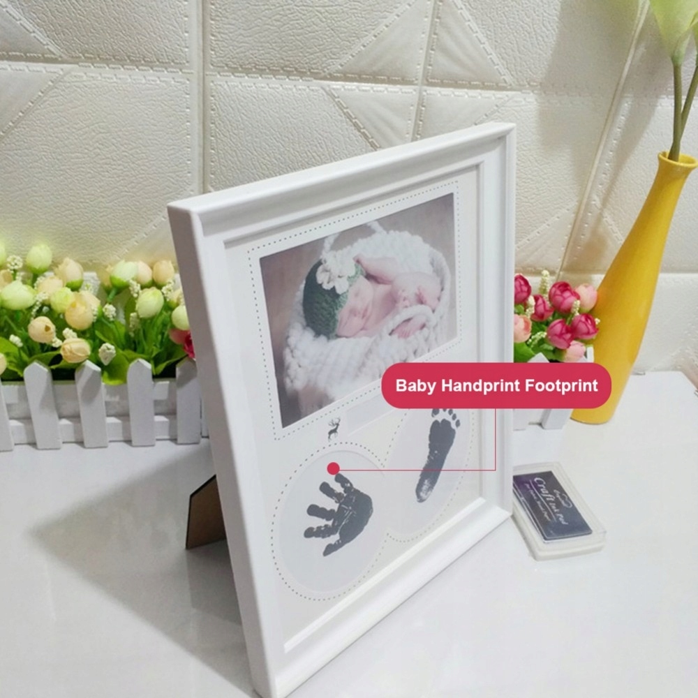 BIAŁA RAMKA DO ZDJĘĆ Z TUSZEM ODCISK RĄCZKI STÓPKI Marka Admit