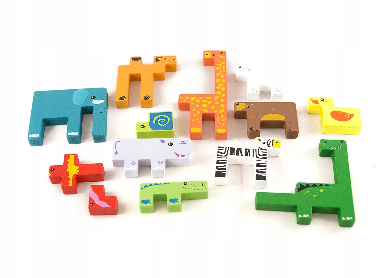 Tetris zwierzęta klocki drewniane logiczna gra Płeć Chłopcy Dziewczynki