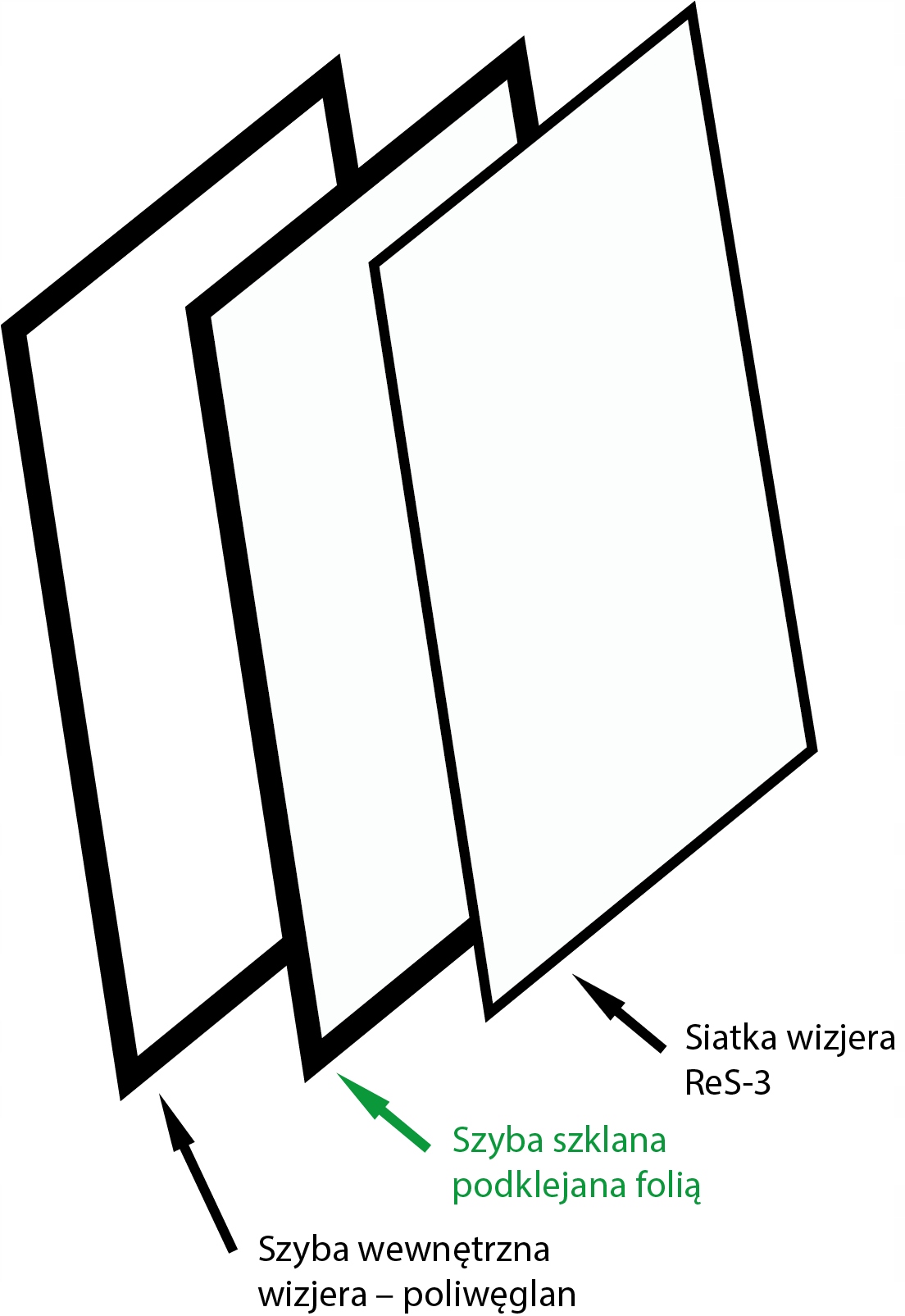 

Szyba szklana podklejana folią do hełmu RES-3