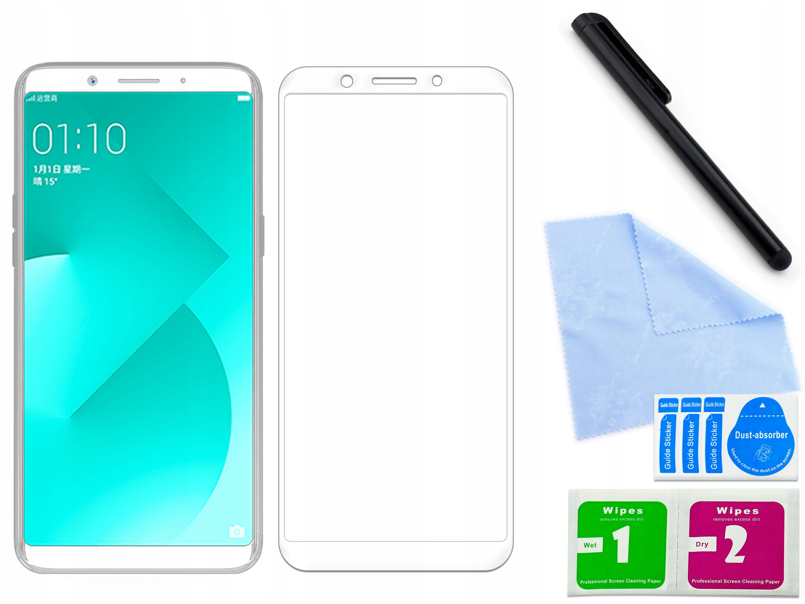 

Zaokršglone szkło 3D 9H hartowane do Oppo A1 Białe