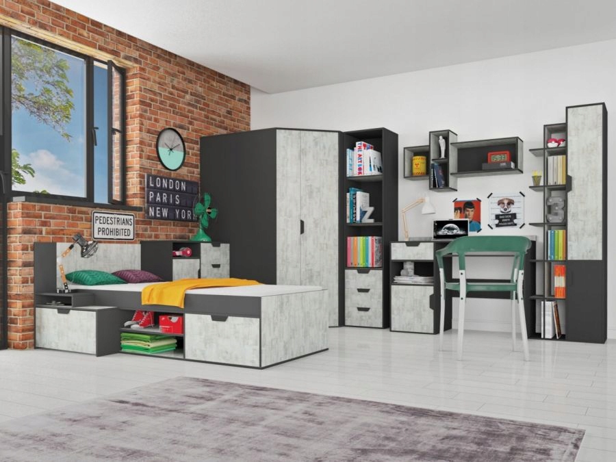 Biurko nowoczesne szare młodzieżowe 125 cm NO9 Wysokość przestrzeni na nogi 0 cm