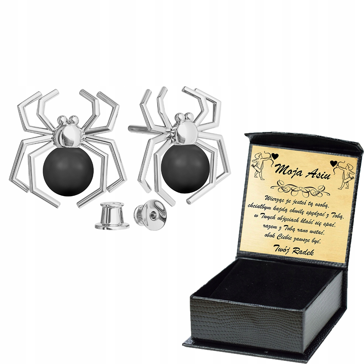

Kolczyki Sztyft Pająki Swarovski Srebro 925 Black