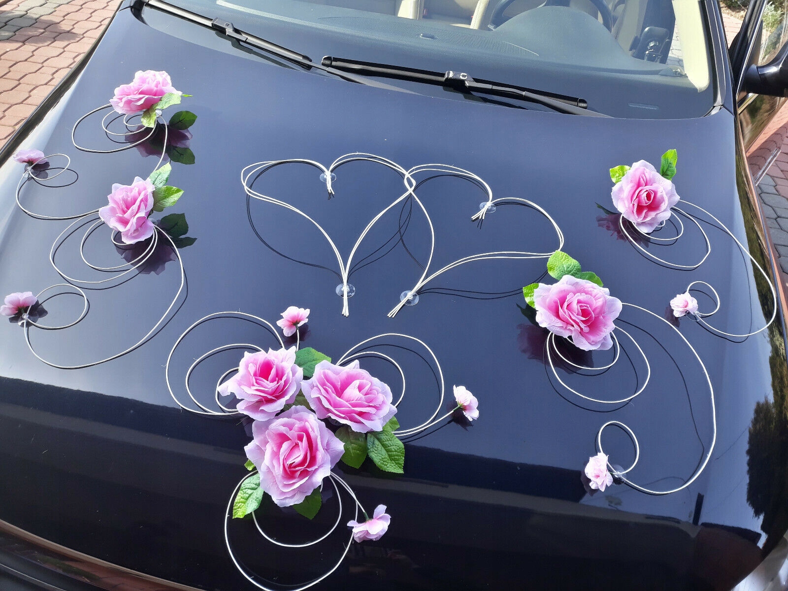 Dekoracja samochodu ozdoby na auto do ślubu stroik