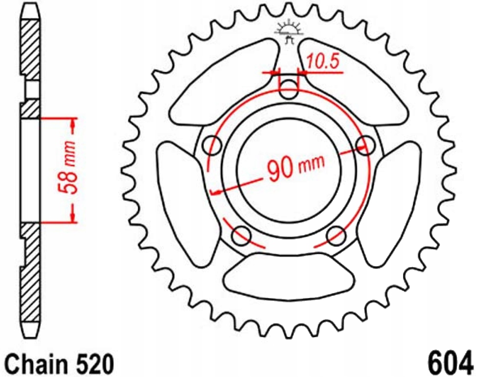 Zadní ozubení JTR604 35-44Z Honda Nsr 125 R 97-03