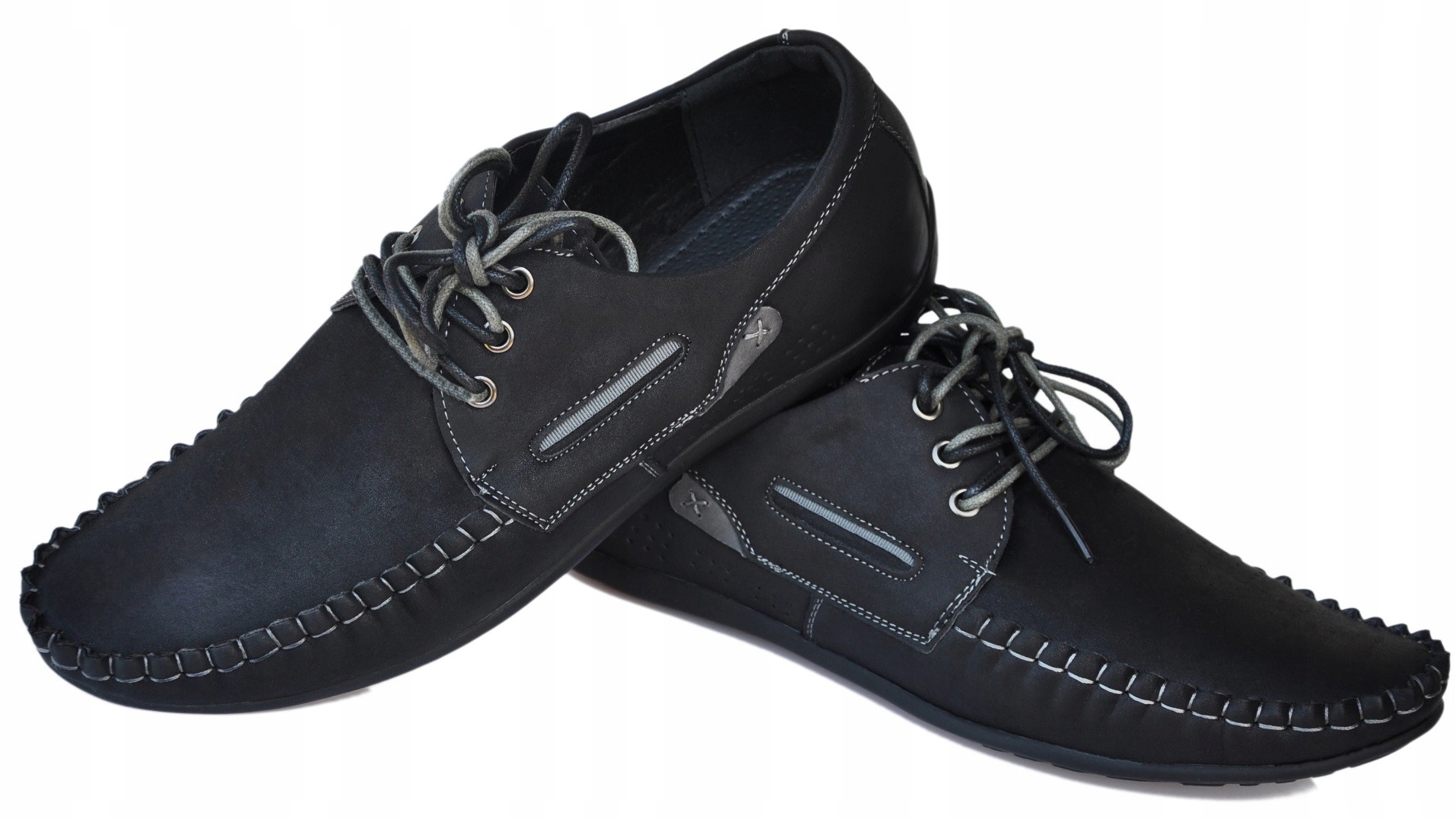 HAVER wiązane mokasyny CZARNE (40-45) r 40 Długość wkładki 26 cm