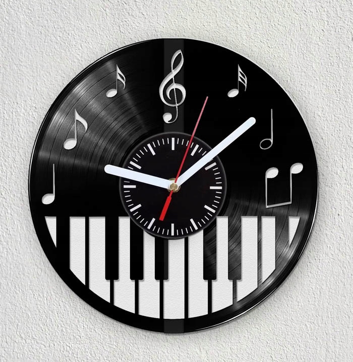 

Pianino muzyka nuty tekst Zegar winylowy
