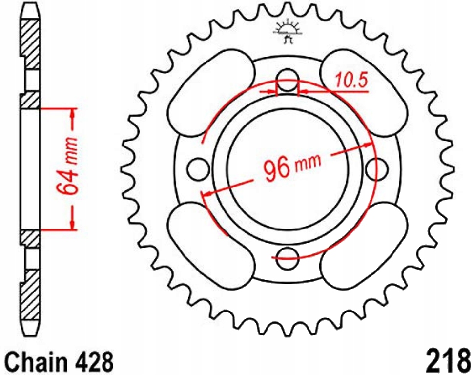 Zadní ozubení Jt R218 44Z Honda Cg 125 Es 04-08