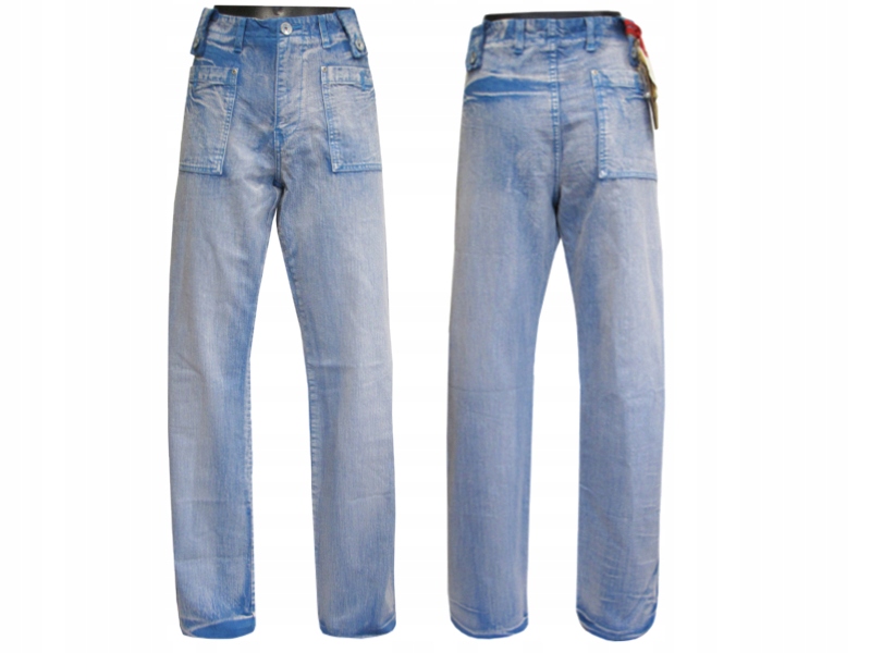 DŁUGIE SPODNIE MĘSKIE JEANSY ROBOCZE NIEBIESKIE 38