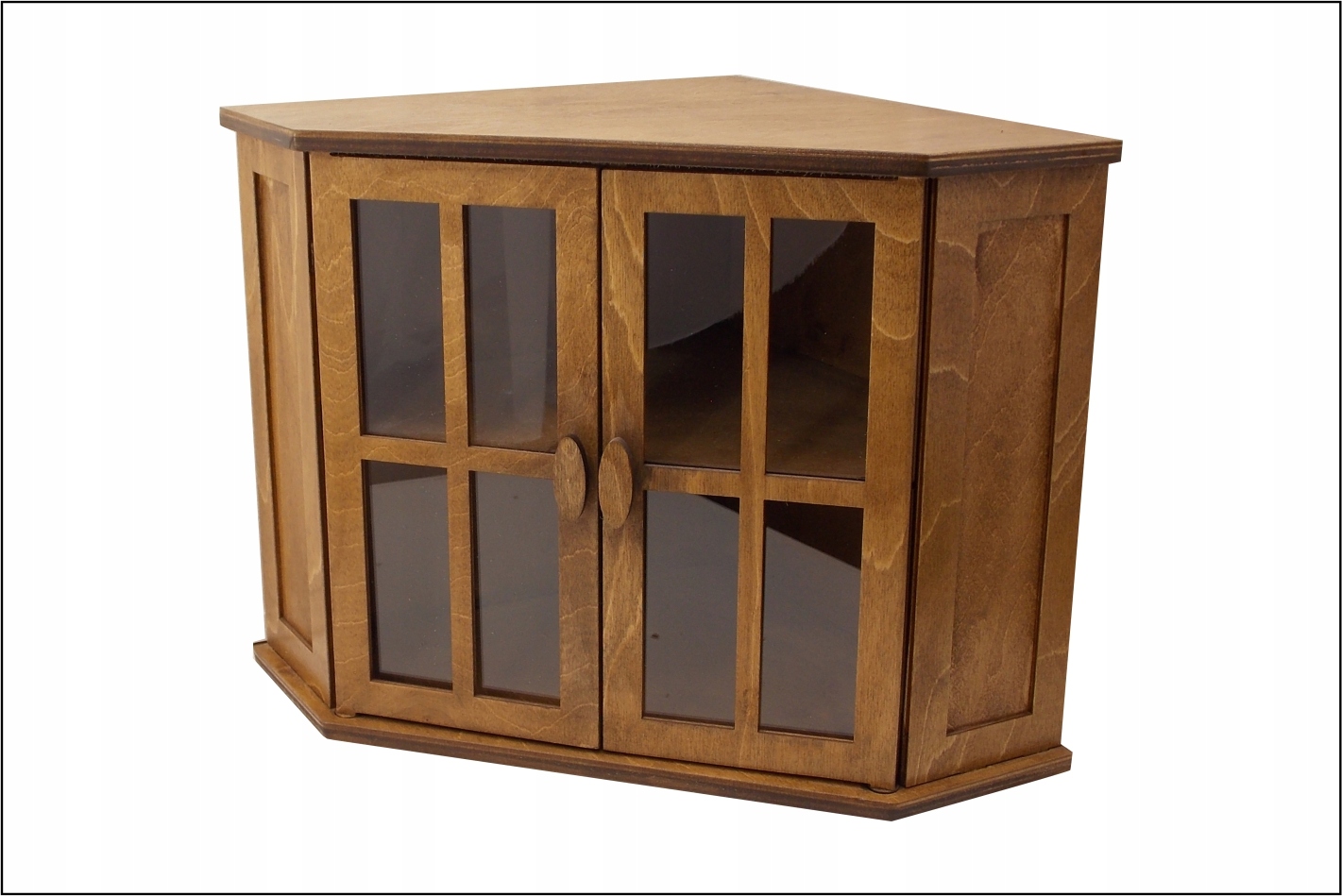 CHLEBAK SZAFKA NAROŻNY DWUPIĘTROWY Z SZYBKA DĄB