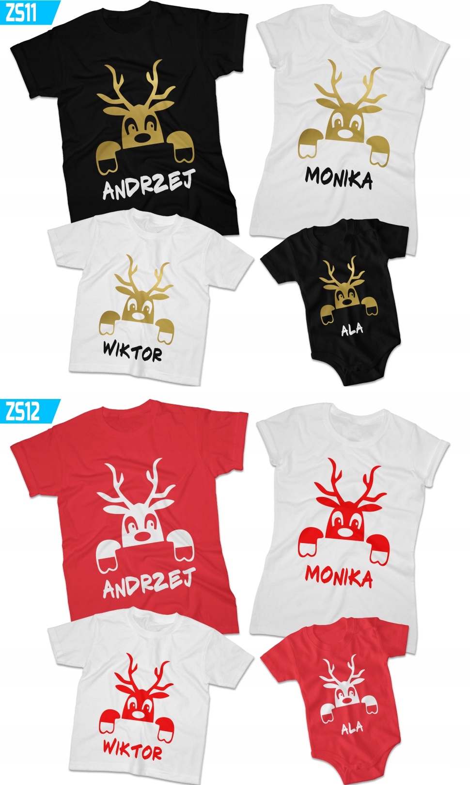 KOSZULKI RODZINNE DLA RODZINY ŚWIĄTECZNE NA SZTUKI Cechy dodatkowe print (nadruk)