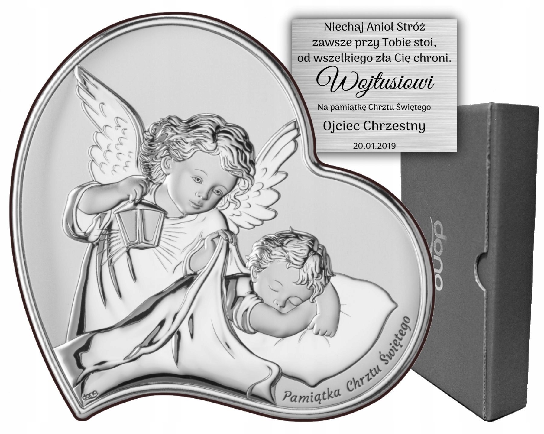 Stříbrný Obrázek Suvenýr Křtu Společenství Gravírování