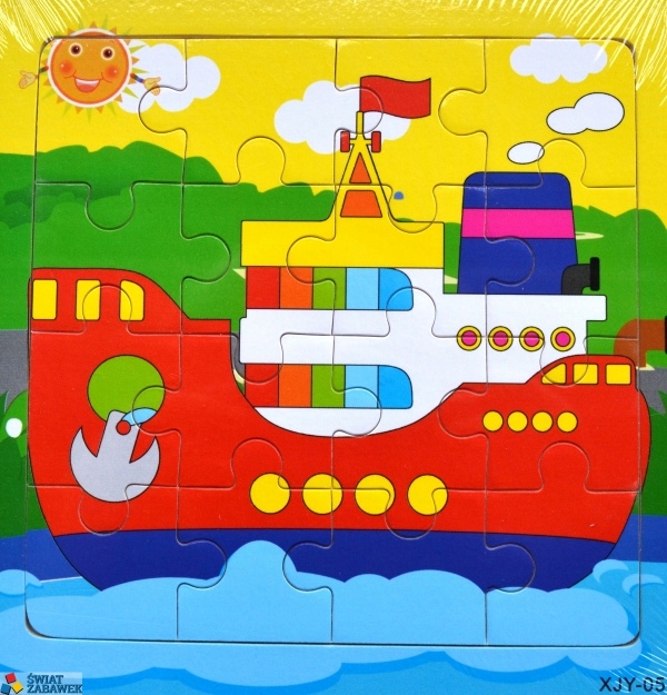 

Edukacyjne Puzzle Drewniane 16 elementów Statek