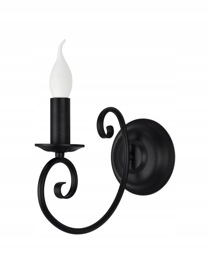 Czarny kinkiet świecznikowy do sypialni DOMINO