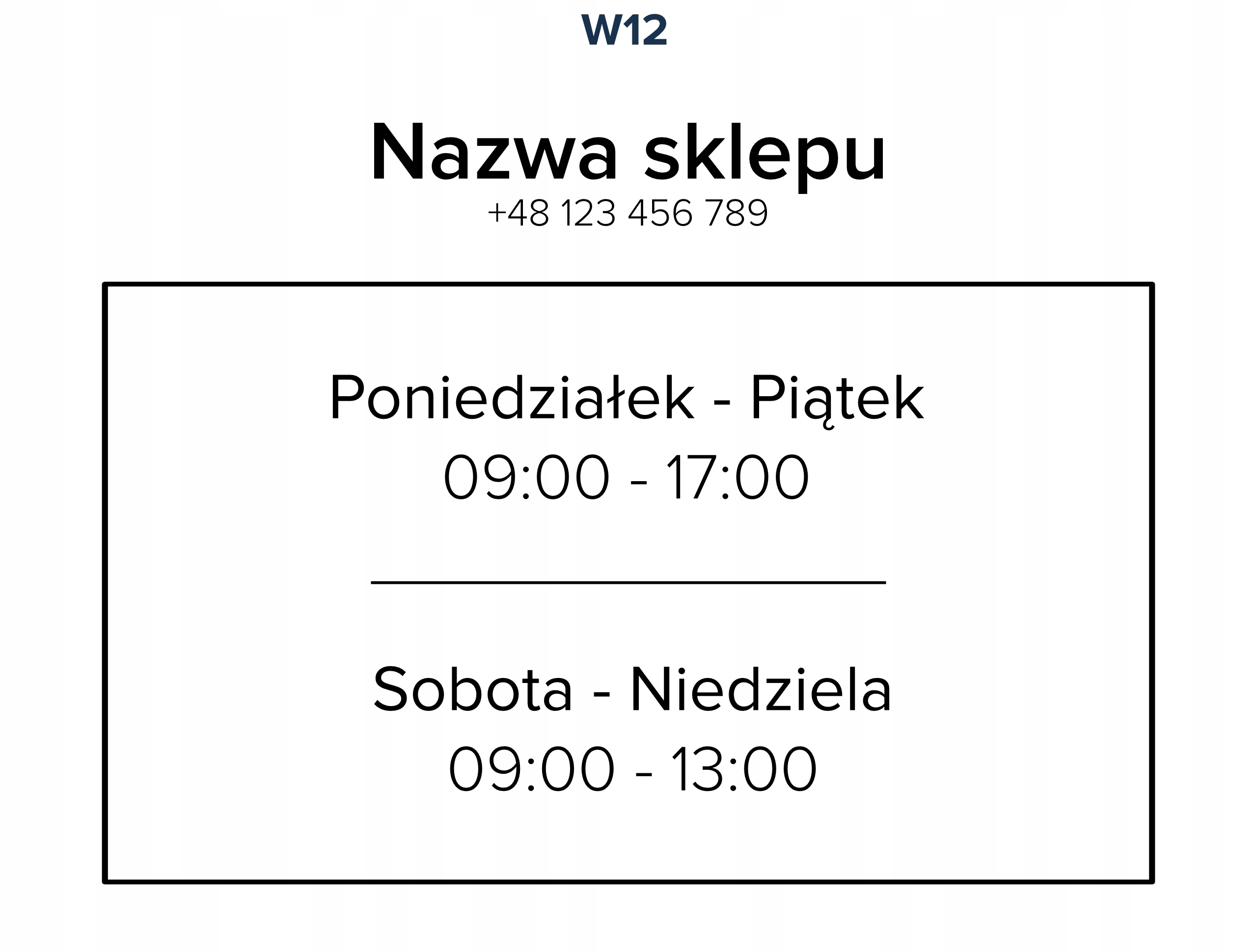 

Naklejka na szybę godziny otwarcia 28x20cm W12