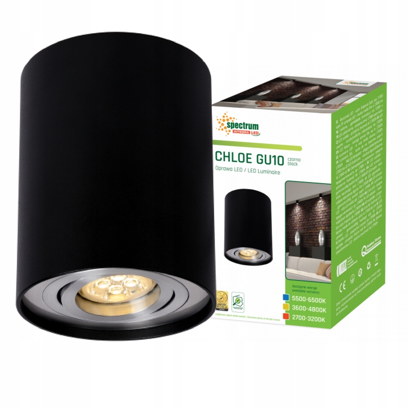 

Oprawa natynkowa tuba Chloe GU10 czarna SLIP004003