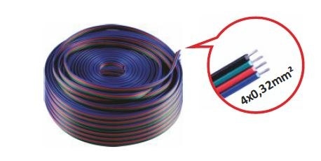 

Przewód czterożyłowy do taśm Rgb 4 x0,32 mm 1m