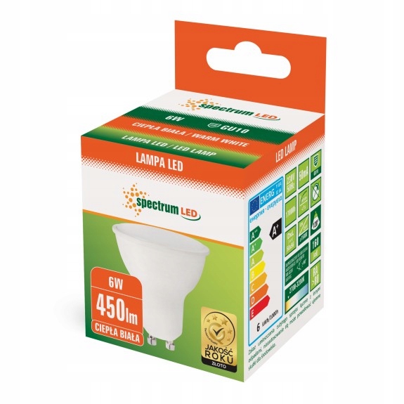 

Żarówka Led 6W barwa ciepła 450lm GU10 Spectrum