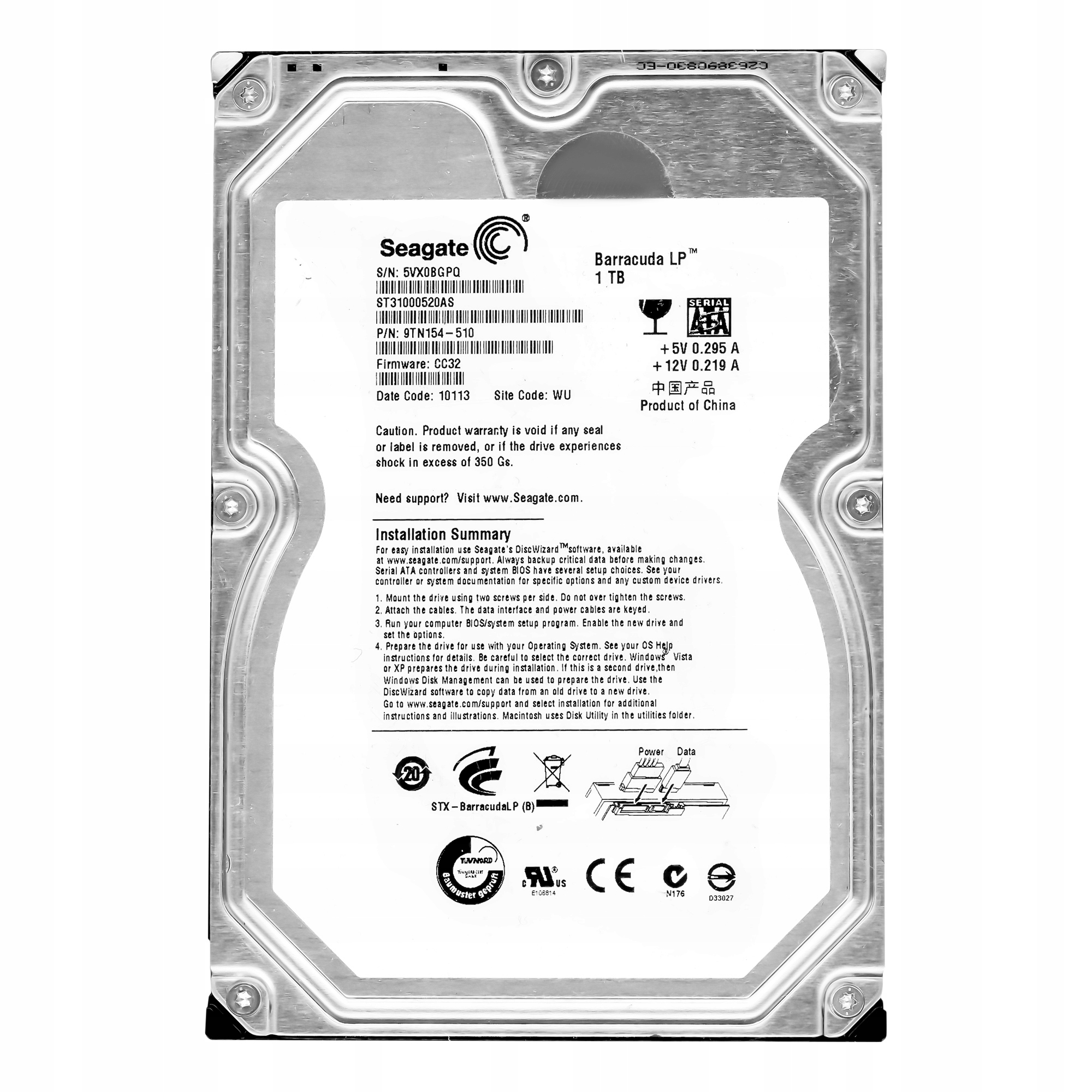 

Seagate 1TB 5.9k 32MB Sata II 3.5'' ST31000520AS