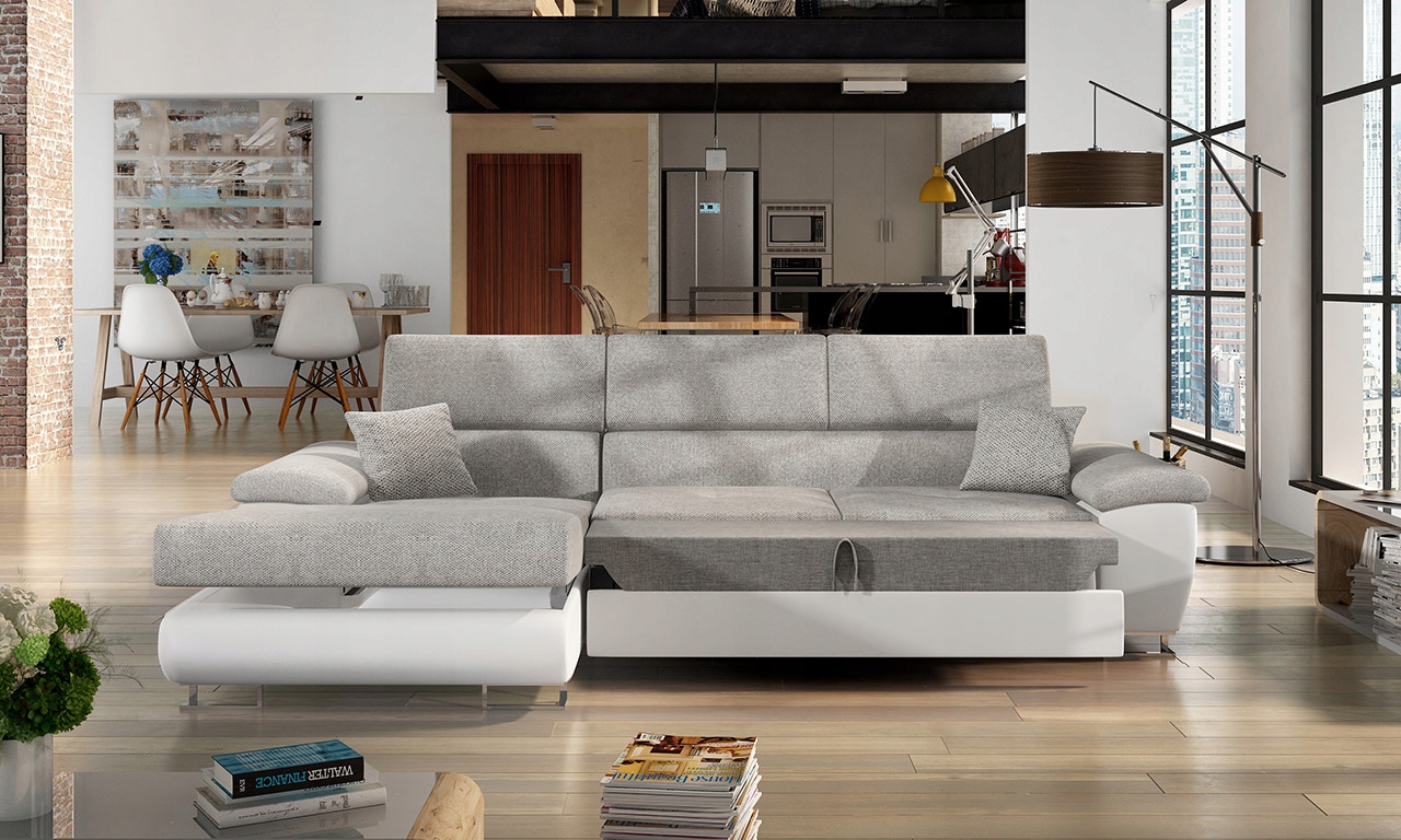 MIRJAN24 rozkładany NAROŻNIK Cotere Mini LED Powierzchnia spania - szerokość (cm) 121-130 cm