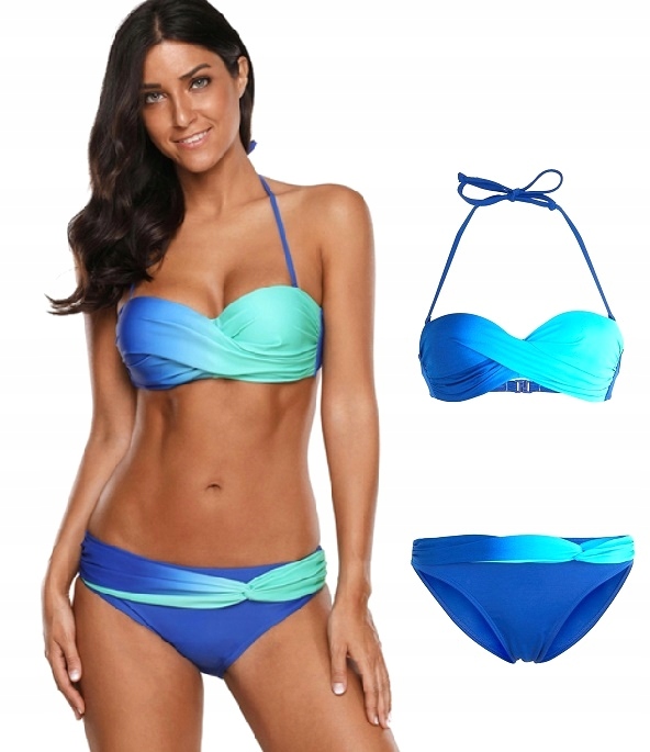 

Strój Kąpielowy Bikini Tęczowe Pushup Niebieski M