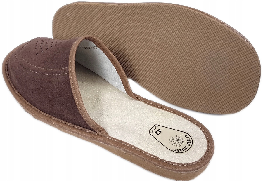 Kapcie Domowe Pantofle Skóra Zamszowa Męskie *45* Rozmiar 45