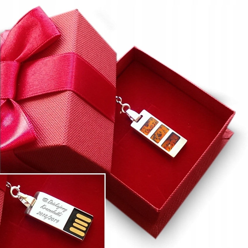 

Prezent z grawerem | Pendrive 64GB Srebro Bursztyn
