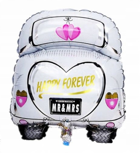 

Balon foliowy wesele samochód Happy Forever 60 cm
