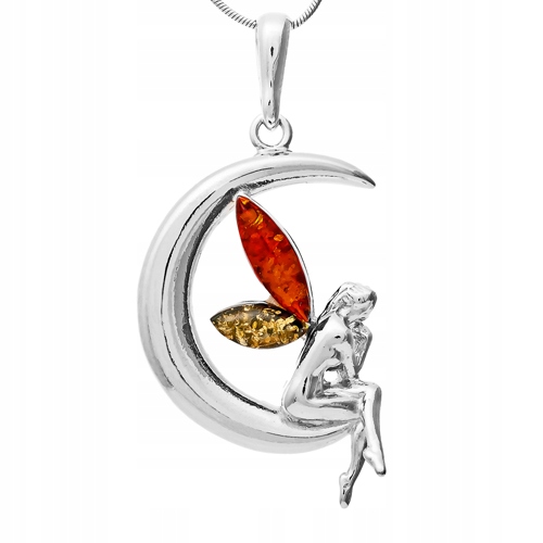 

Wróżka Elf wisiorek zawieszka Srebro z Bursztynem