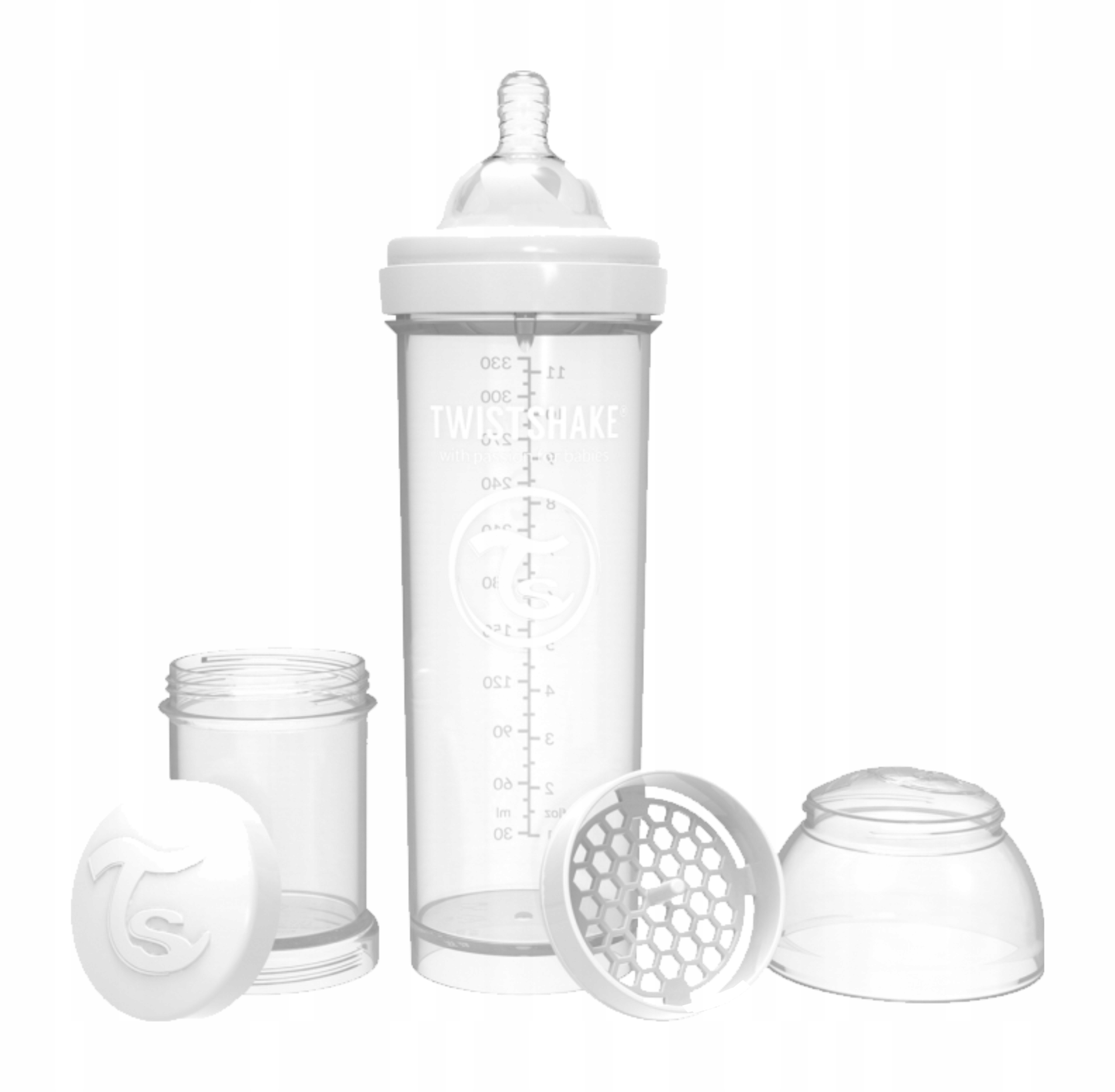 

TwistShake Butelka antykolkowa 330ml biała 4m+