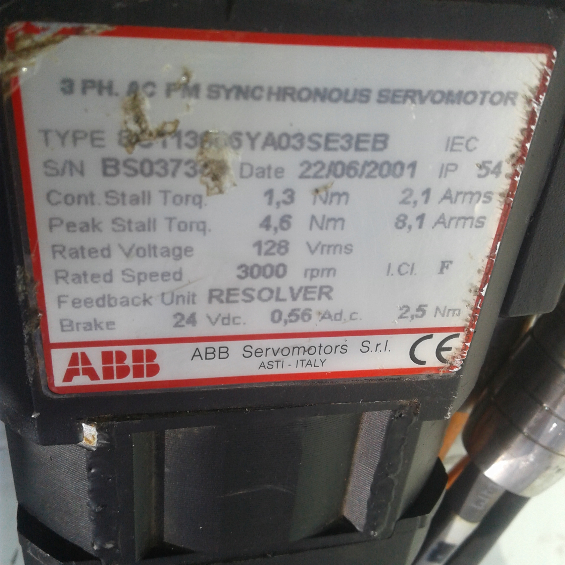 SERVOMOTOR ABB 4,6 NM Rodzaj silnika elektryczny