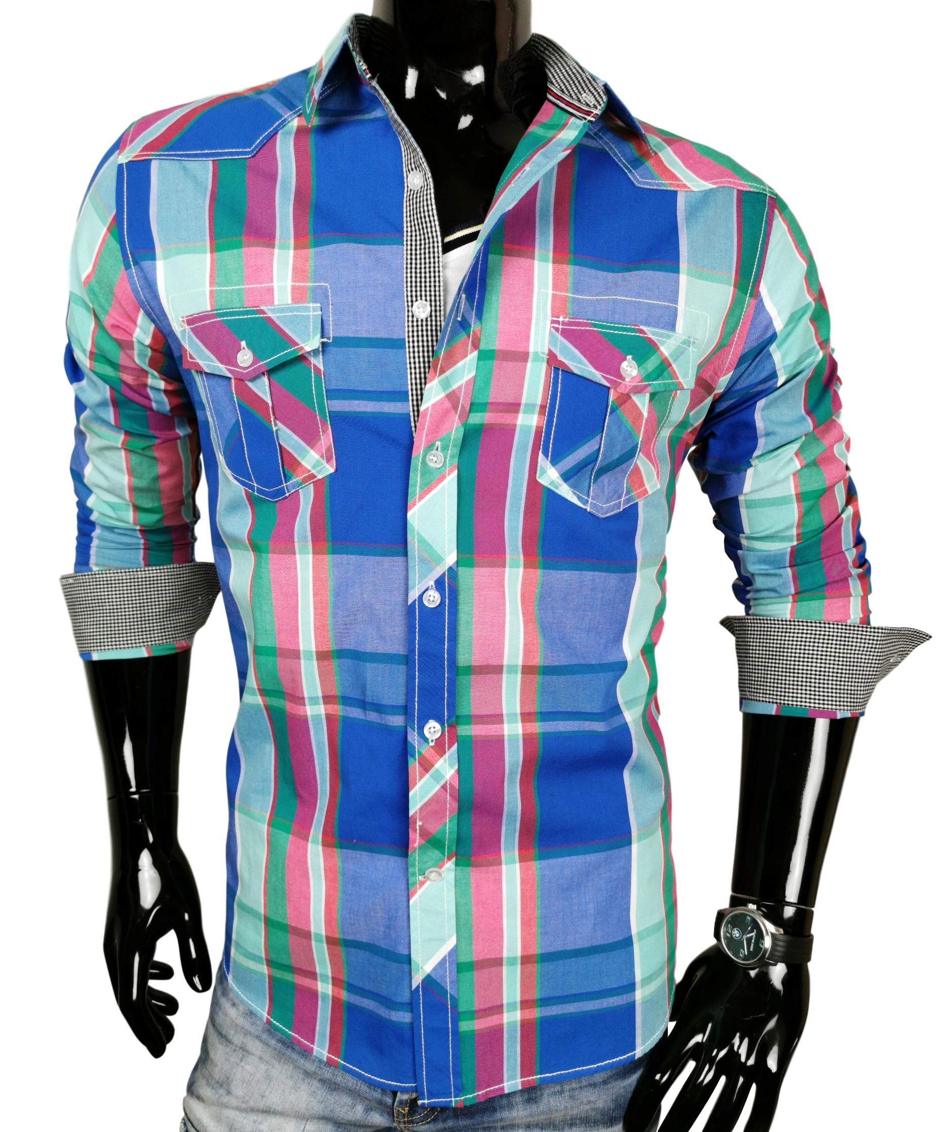 

Koszula Męska _ Krata _ Slim Fit _ KD57 r. 3XL